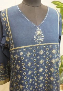 Rifat Ajrakh Cotton Hand Embroidered Kurta