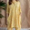 Riham Dabu Slub Cotton Hand Embroidered Co-ord Set