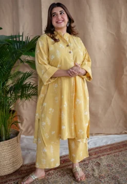 Riham Dabu Slub Cotton Hand Embroidered Co-ord Set