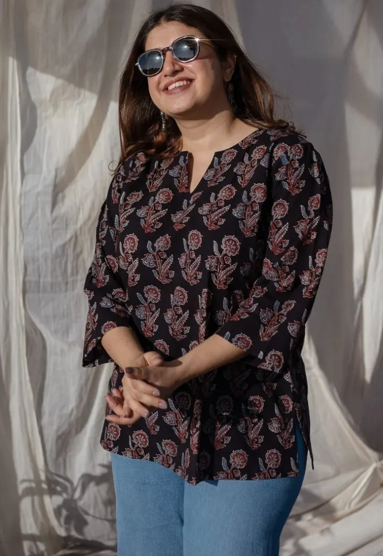 Rubina Ajrakh Cotton Short Top