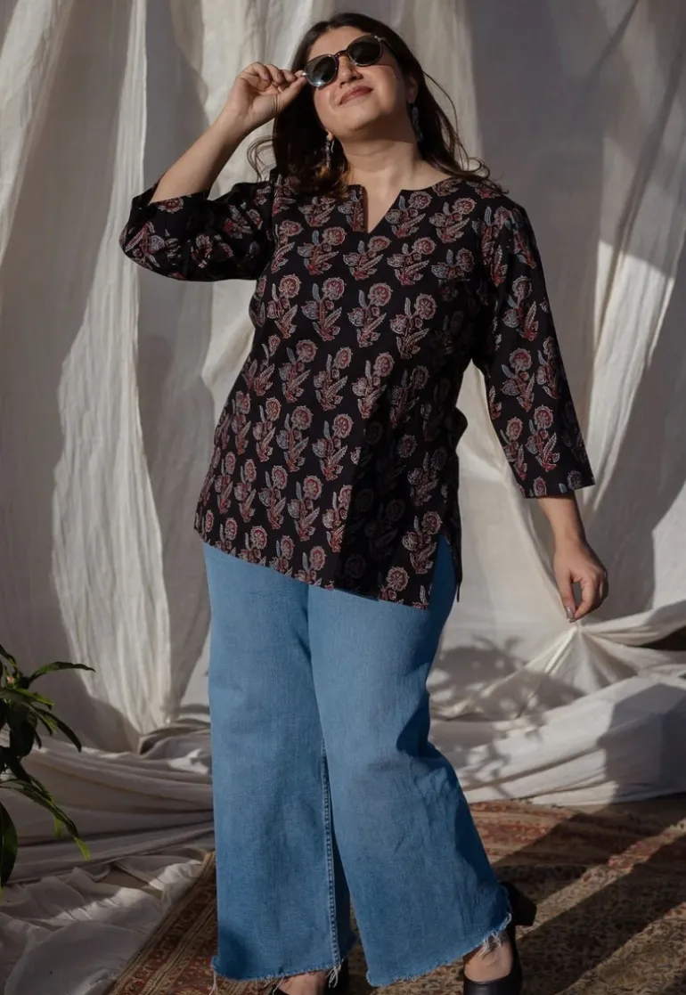Rubina Ajrakh Cotton Short Top