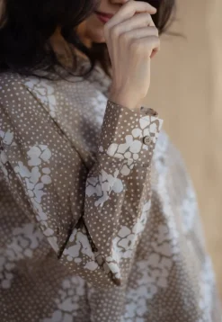 Ruhi Beige Batik Cotton Loose Shirt