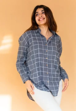 Ruhi Grey Dabu Slub Cotton Shirt