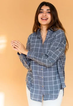 Ruhi Grey Dabu Slub Cotton Shirt