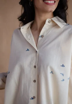 Ruhi Off White Ajrakh Cotton Loose Shirt