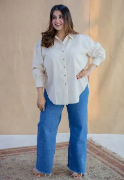 Ruhi Off White Handwoven Kala Cotton Loose Shirt