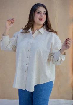 Ruhi Off White Handwoven Kala Cotton Loose Shirt