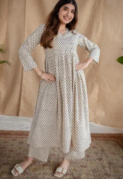 Saesha Beige Fakira Mul Cotton A Line Kurta