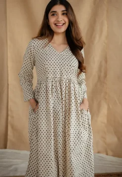 Saesha Beige Fakira Mul Cotton A Line Kurta