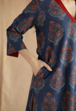 Saina Indigo Ajrakh Cotton Straight Kurta