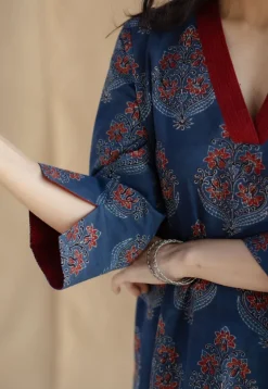 Saina Indigo Ajrakh Cotton Straight Kurta