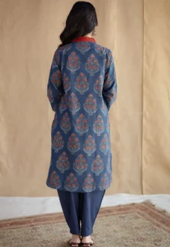 Saina Indigo Ajrakh Cotton Straight Kurta
