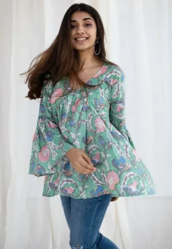 Sakshi Sanganeri Green Cotton Short Top