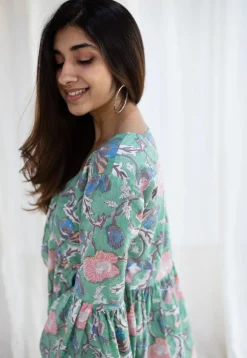 Sakshi Sanganeri Green Cotton Short Top