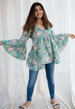 Sakshi Sanganeri Green Cotton Short Top