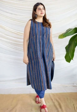 Salma Indigo Ajrakh Cotton Straight Kurta