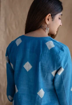 Samita Blue Straight Dabu Slub Cotton Co-ord Set (Set of 2)