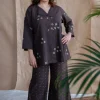 Samita Charcoal Straight Dabu Slub Cotton Co-ord Set (Set of 2)