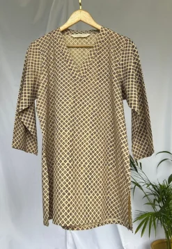 Sanika Beige Fadat Cotton Straight Short Top