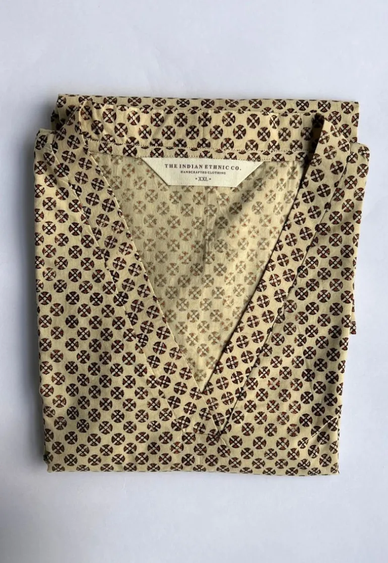 Sanika Beige Fadat Cotton Straight Short Top