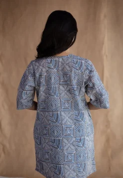Saniya Blue Batik Cotton Straight Short Top