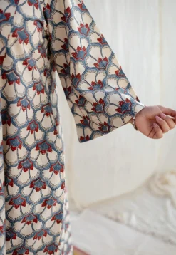 Sarah Off White Ajrakh Cotton A Line Kurta