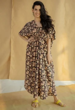 Saria Dark Brown Fakira Cotton Loose Kaftan