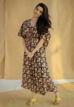 Saria Dark Brown Fakira Cotton Loose Kaftan