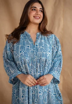 Sharvi Batik Natural Dyed MulMul Cotton Dress with Slip