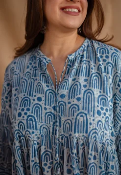 Sharvi Batik Natural Dyed MulMul Cotton Dress with Slip