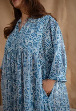 Sharvi Batik Natural Dyed MulMul Cotton Dress with Slip