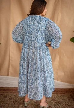 Sharvi Batik Natural Dyed MulMul Cotton Dress with Slip