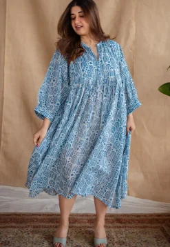 Sharvi Batik Natural Dyed MulMul Cotton Dress with Slip