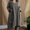Shikara Grey Ajrakh Cotton A Line Jacket with Hand Embroidery