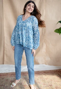 Shilpi Batik Natural Dyed MulMul Cotton Top