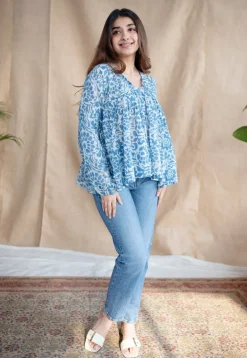 Shilpi Batik Natural Dyed MulMul Cotton Top