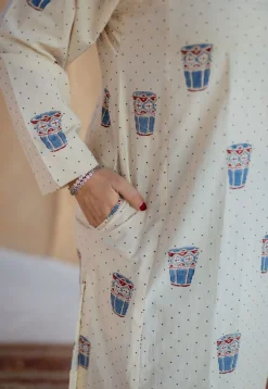 Shirin Off White Ajrakh Cotton Straight Kurta