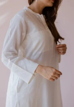 Shreeja White Jamdani Handloom Cotton A Line Kurta