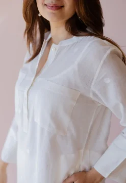 Shreeja White Jamdani Handloom Cotton A Line Kurta
