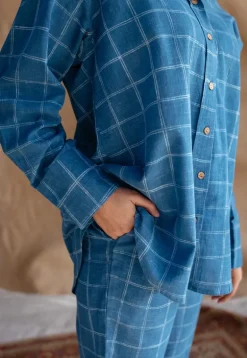 Sira Indigo Dabu Slub Cotton Straight Shirt
