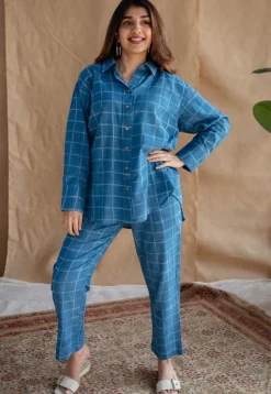 Sira Indigo Dabu Slub Cotton Straight Shirt