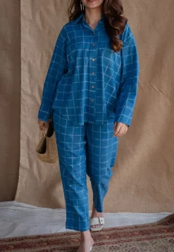 Sira Indigo Dabu Slub Cotton Straight Shirt