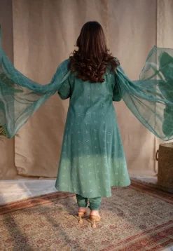 Sireen Dabu Slub Cotton Hand Embroidered Kali Kurta