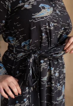Sirin Charcoal Ajrakh Cotton A Line Dress