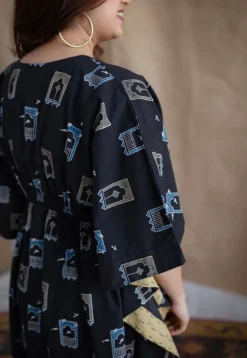 Sona Charcoal Ajrakh Cotton Anti-Fit Kaftan