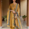Sonia Mustard Ajrakh Chanderi Silk Kali Kurta with Hand Embroidery
