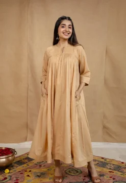 Surina Mulmul Cotton Beige Kurta Set (Set of 3)