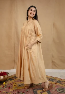 Surina Mulmul Cotton Beige Kurta Set (Set of 3)