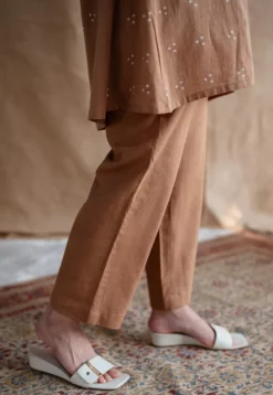 Tahin Slub Cotton Straight Pant
