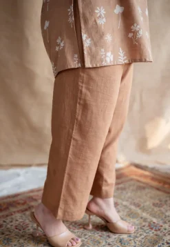 Tahin Slub Cotton Straight Pant